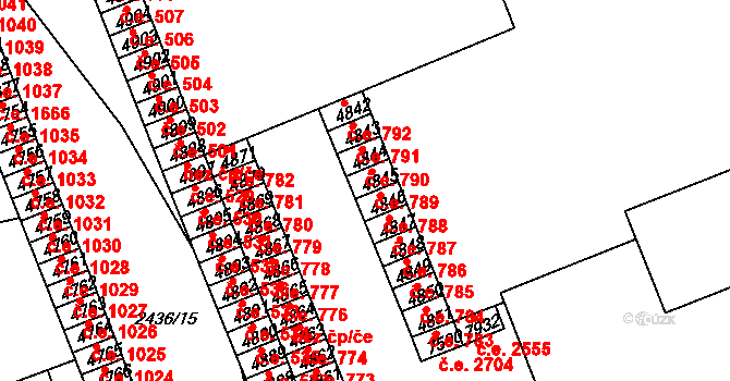 Hodonín 789 na parcele st. 4845 v KÚ Hodonín, Katastrální mapa