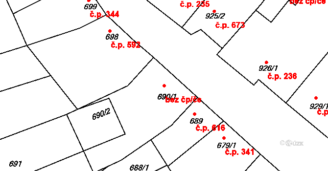 Šardice 342 na parcele st. 690/1 v KÚ Šardice, Katastrální mapa
