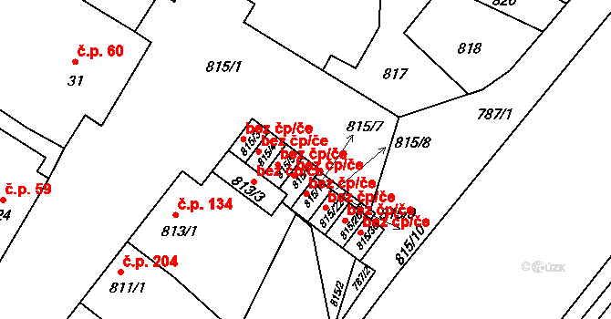 Týnec 40822249 na parcele st. 815/17 v KÚ Týnec na Moravě, Katastrální mapa