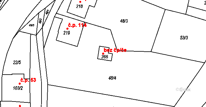 Lánov 43217249 na parcele st. 266 v KÚ Horní Lánov, Katastrální mapa