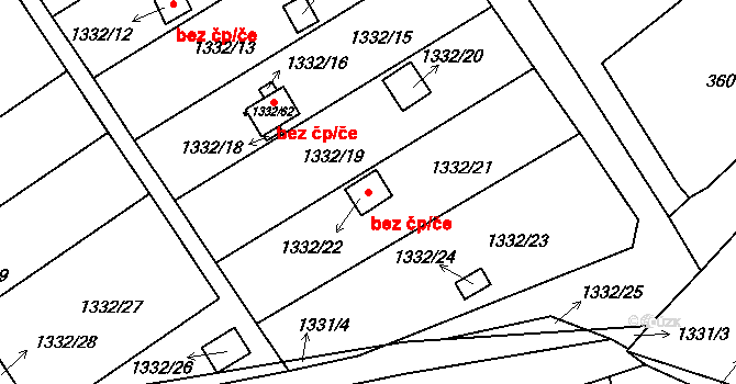 Proboštov 43582249 na parcele st. 1332/22 v KÚ Proboštov u Teplic, Katastrální mapa