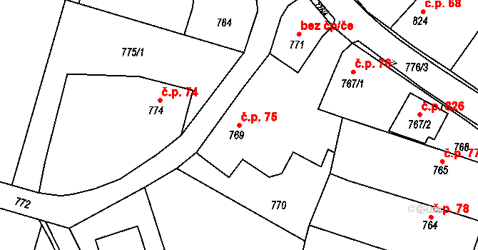 Štěpánkovice 75 na parcele st. 769 v KÚ Štěpánkovice, Katastrální mapa