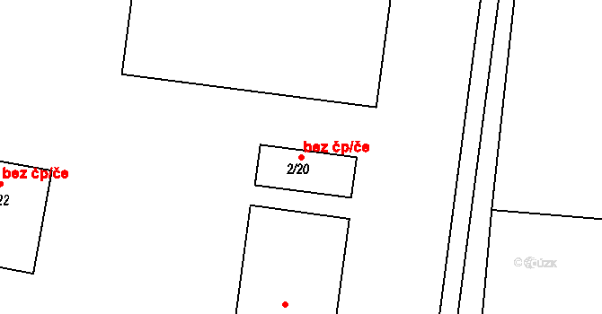 Valdice 45989249 na parcele st. 2/20 v KÚ Valdice, Katastrální mapa