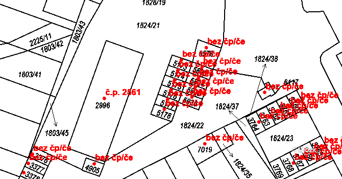Písek 46226249 na parcele st. 5176 v KÚ Písek, Katastrální mapa