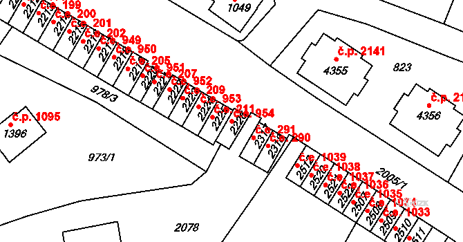 Náchod 954 na parcele st. 2226 v KÚ Náchod, Katastrální mapa