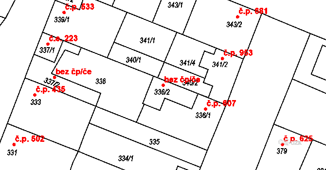 Lužice 48234249 na parcele st. 336/2 v KÚ Lužice u Hodonína, Katastrální mapa