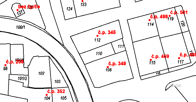Nivnice 391 na parcele st. 110 v KÚ Nivnice, Katastrální mapa