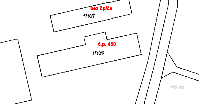 Viničné Šumice 450 na parcele st. 1710/6 v KÚ Viničné Šumice, Katastrální mapa