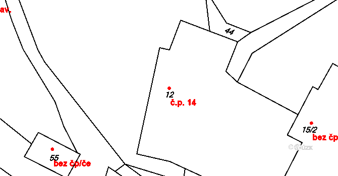Lučkovice 14, Mirotice na parcele st. 12 v KÚ Lučkovice, Katastrální mapa