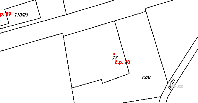 Štipoklasy 70, Plánice na parcele st. 77 v KÚ Štipoklasy u Lovčic, Katastrální mapa