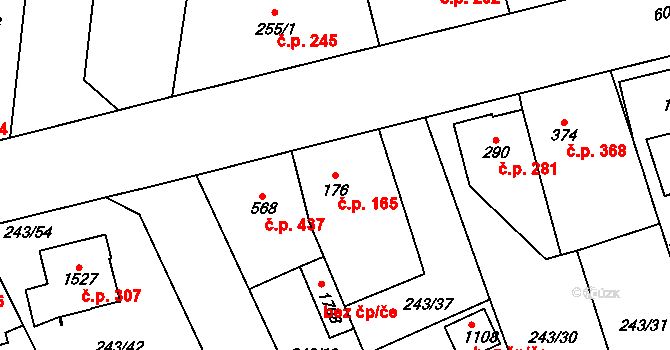 Rosice 165, Pardubice na parcele st. 176 v KÚ Rosice nad Labem, Katastrální mapa