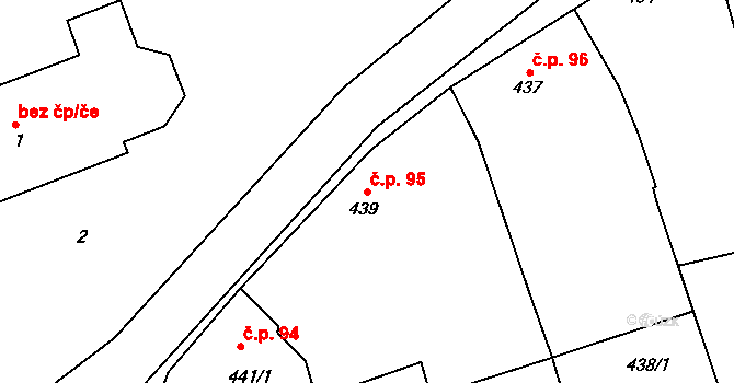 Velké Opatovice 95 na parcele st. 439 v KÚ Velké Opatovice, Katastrální mapa