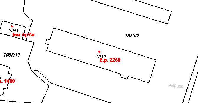 Rakovník II 2250, Rakovník na parcele st. 3911 v KÚ Rakovník, Katastrální mapa