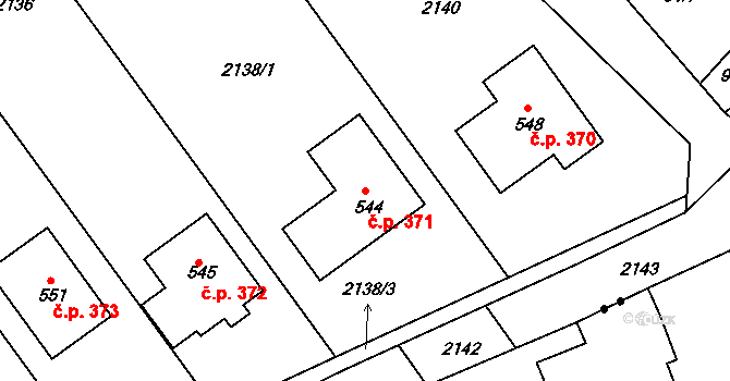 Vedrovice 371 na parcele st. 544 v KÚ Vedrovice, Katastrální mapa