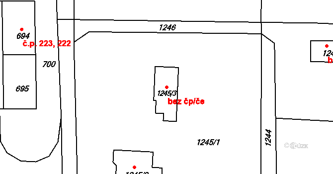 Dýšina 92420249 na parcele st. 1245/3 v KÚ Dýšina, Katastrální mapa