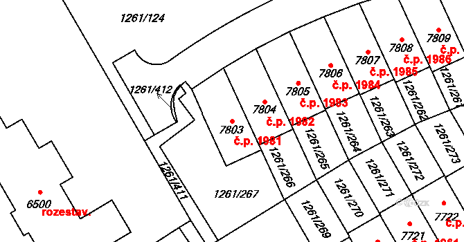 Beroun-Město 1981, Beroun na parcele st. 7803 v KÚ Beroun, Katastrální mapa