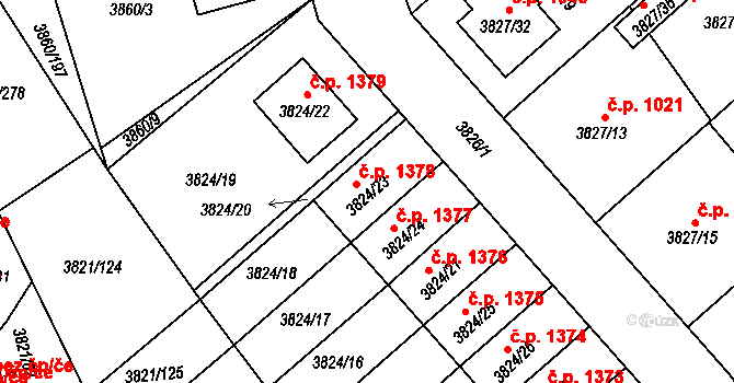 Chotěboř 1378 na parcele st. 3824/23 v KÚ Chotěboř, Katastrální mapa