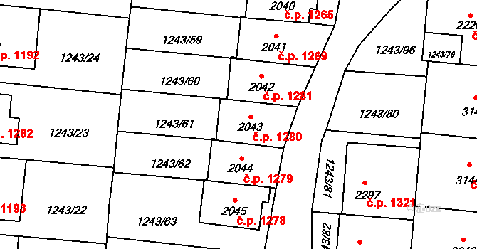 Lipník nad Bečvou I-Město 1280, Lipník nad Bečvou na parcele st. 2043 v KÚ Lipník nad Bečvou, Katastrální mapa