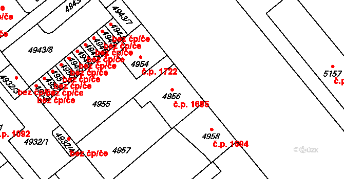Kročehlavy 1685, Kladno na parcele st. 4956 v KÚ Kročehlavy, Katastrální mapa