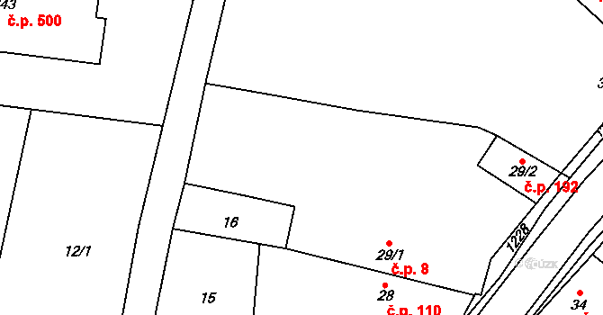 Cerhenice 8 na parcele st. 29/1 v KÚ Cerhenice, Katastrální mapa