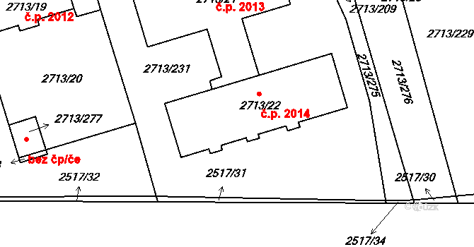 Tachov 2014 na parcele st. 2713/22 v KÚ Tachov, Katastrální mapa