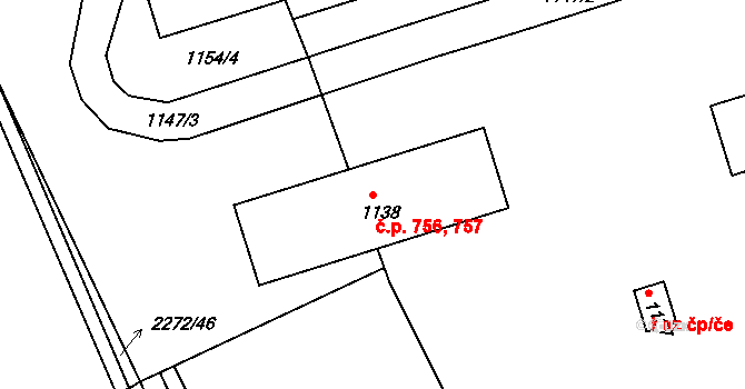 Hořovice 756,757 na parcele st. 1138 v KÚ Hořovice, Katastrální mapa