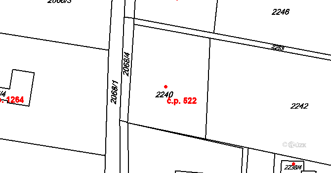 Poruba 522, Orlová na parcele st. 2240 v KÚ Poruba u Orlové, Katastrální mapa