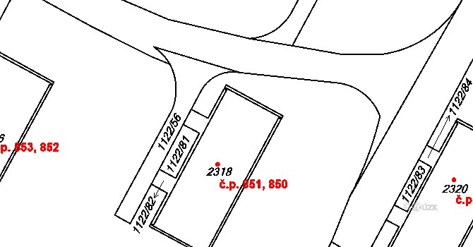 Valdické Předměstí 850,851, Jičín na parcele st. 2318 v KÚ Jičín, Katastrální mapa