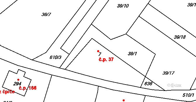 Valy 37 na parcele st. 7 v KÚ Valy u Mariánských Lázní, Katastrální mapa