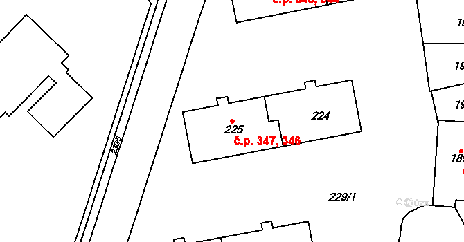 Neštěmice 346,347, Ústí nad Labem na parcele st. 225 v KÚ Neštěmice, Katastrální mapa