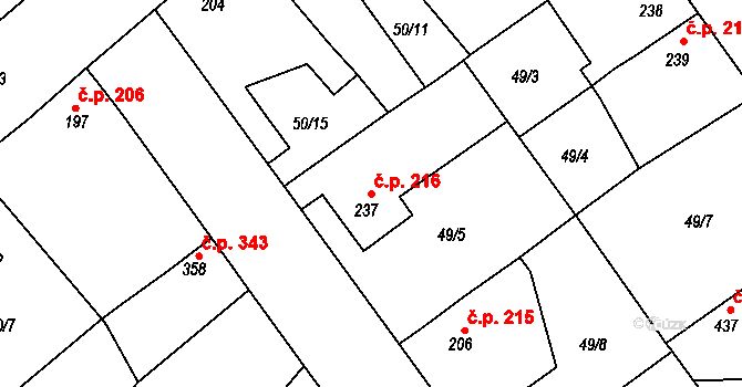 Litol 216, Lysá nad Labem na parcele st. 237 v KÚ Litol, Katastrální mapa
