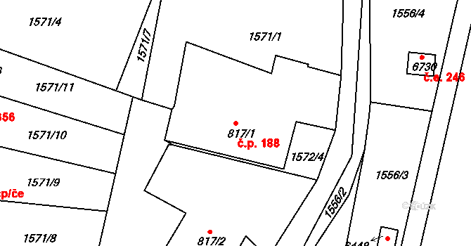 Chrudim III 188, Chrudim na parcele st. 817/1 v KÚ Chrudim, Katastrální mapa