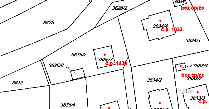 Frýdlant 1436, Frýdlant nad Ostravicí na parcele st. 3635/8 v KÚ Frýdlant nad Ostravicí, Katastrální mapa