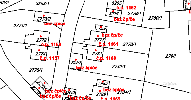 Sokolov 1160 na parcele st. 2781 v KÚ Sokolov, Katastrální mapa