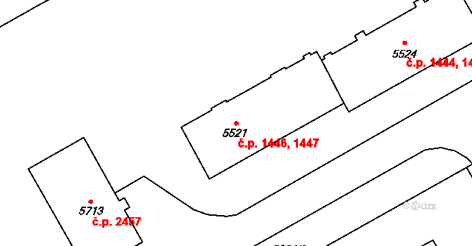 Cheb 1446,1447 na parcele st. 5521 v KÚ Cheb, Katastrální mapa
