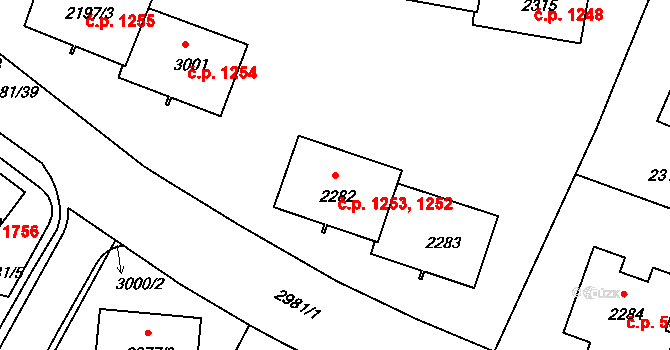 Braník 1252,1253, Praha na parcele st. 2282 v KÚ Braník, Katastrální mapa