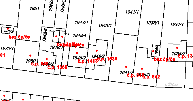 České Budějovice 6 1635, České Budějovice na parcele st. 1943/2 v KÚ České Budějovice 6, Katastrální mapa