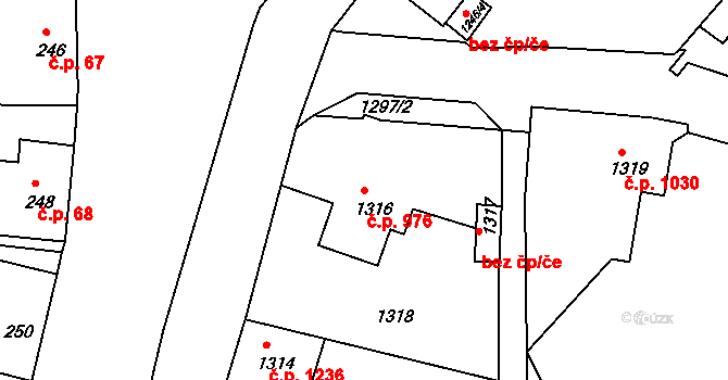 Rumburk 1 976, Rumburk na parcele st. 1316 v KÚ Rumburk, Katastrální mapa