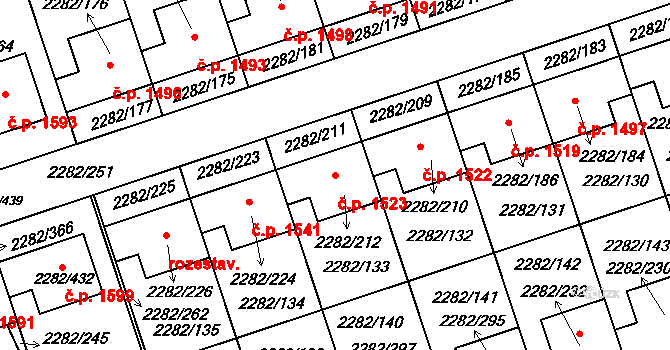 Hořovice 1523 na parcele st. 2282/212 v KÚ Hořovice, Katastrální mapa