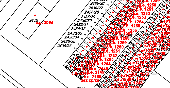 Žatec 1281 na parcele st. 2436/35 v KÚ Žatec, Katastrální mapa