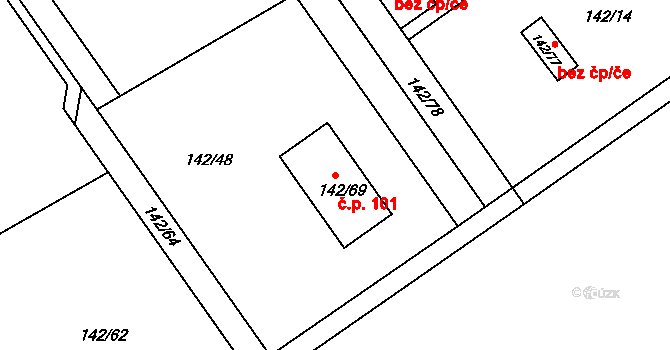 Provodov 101, Provodov-Šonov na parcele st. 142/69 v KÚ Provodov, Katastrální mapa