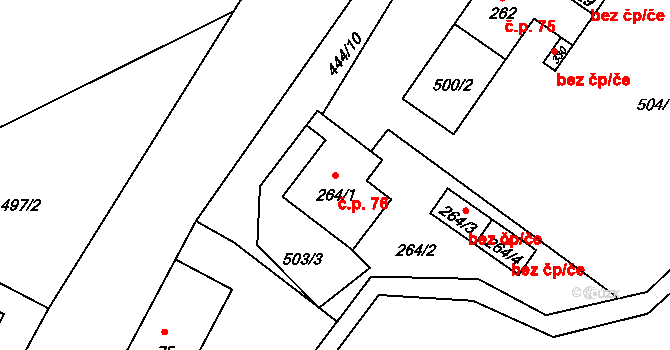 Lomnice 76 na parcele st. 264/1 v KÚ Lomnice u Rýmařova, Katastrální mapa