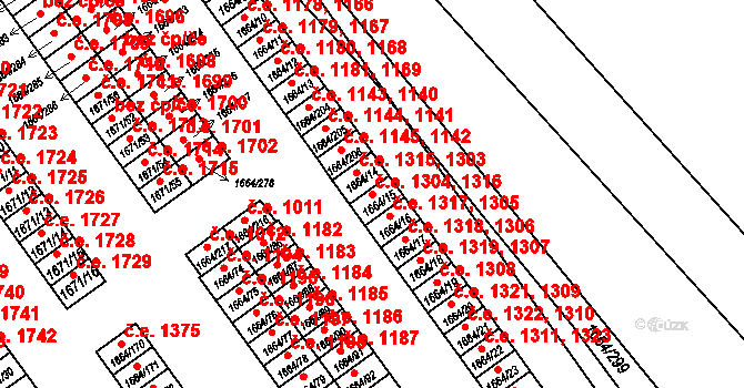 Teplické Předměstí 1304,1316, Bílina na parcele st. 1664/15 v KÚ Bílina, Katastrální mapa
