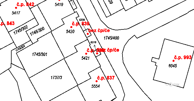 Třebíč 38383250 na parcele st. 6219 v KÚ Třebíč, Katastrální mapa