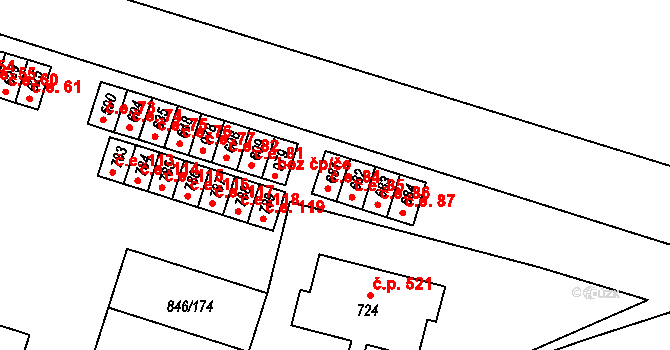 Lysice 84 na parcele st. 681 v KÚ Lysice, Katastrální mapa