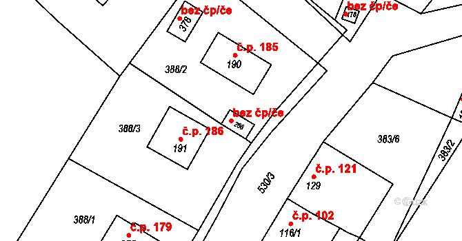 Cvrčovice 38580250 na parcele st. 266 v KÚ Cvrčovice, Katastrální mapa