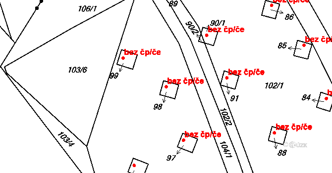 Jihlava 38649250 na parcele st. 98 v KÚ Pančava, Katastrální mapa