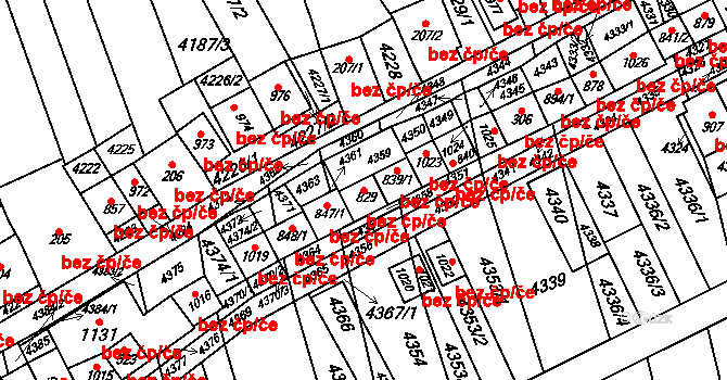 Bořetice 45372250 na parcele st. 829 v KÚ Bořetice u Hustopečí, Katastrální mapa