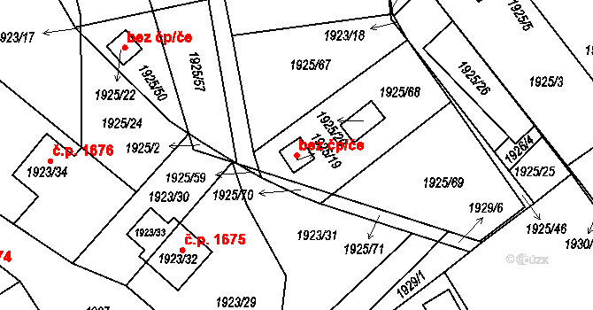 Holešov 47588250 na parcele st. 1925/19 v KÚ Holešov, Katastrální mapa