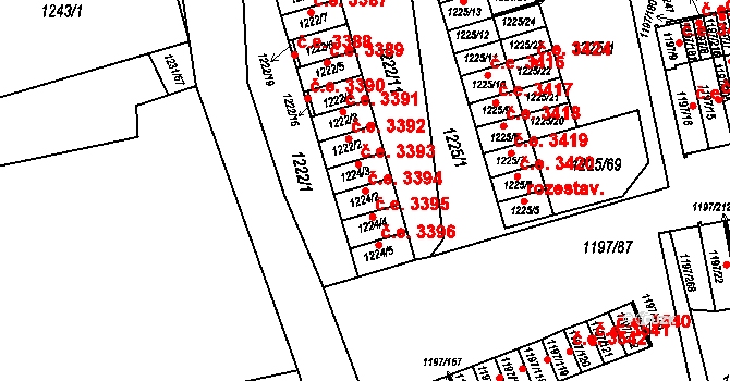Prostřední Suchá 3394,3406, Havířov na parcele st. 1224/2 v KÚ Prostřední Suchá, Katastrální mapa